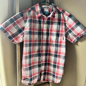 Columbia Casual Red and Blue Plaid Button-Down Shirt size Large